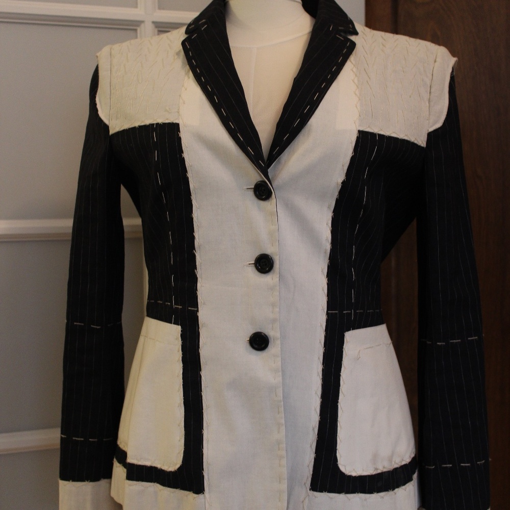 Vintage Moschino Cheap & Chic Jacket black/ white pinstripes blazer cool